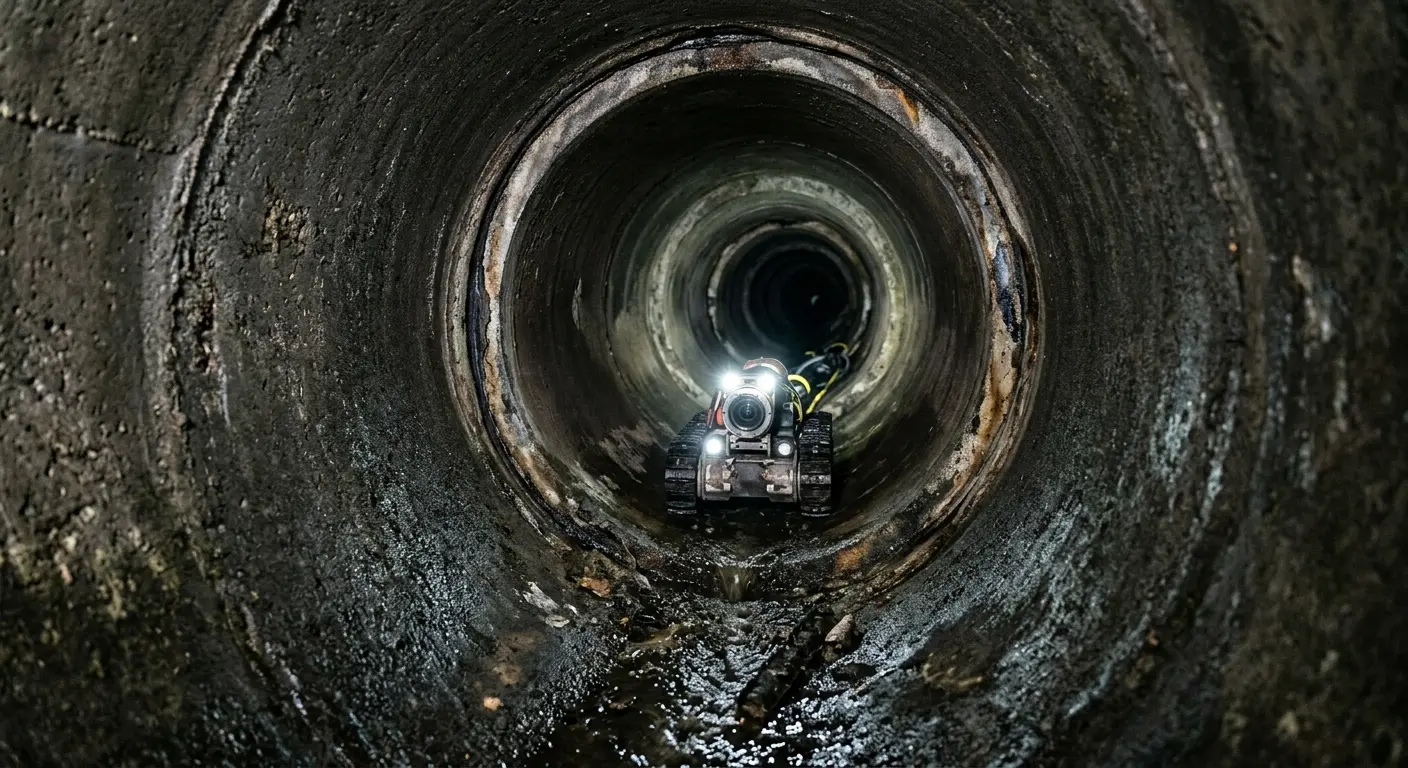 Robotic sewer camera inspecting pipe interior for Sewer Line Cleaning in St. Louis Park